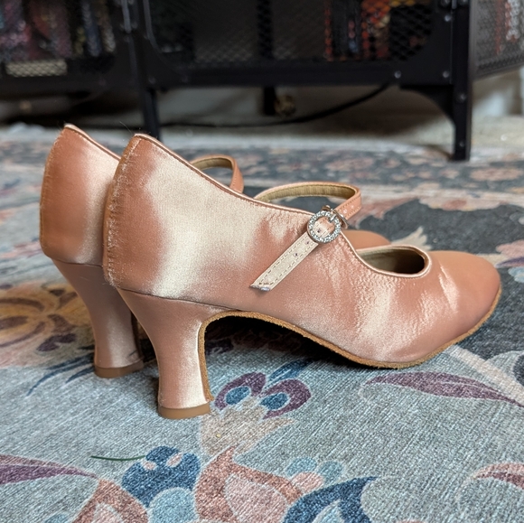 Peach Satin Dance Heels - Picture 2 of 9